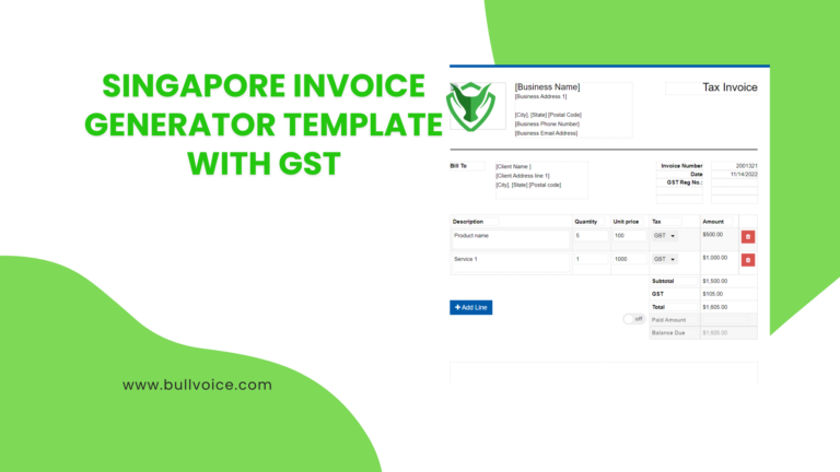 Singapore Invoice Generator Template with GST – Bullvoice Business Software to generate invoice